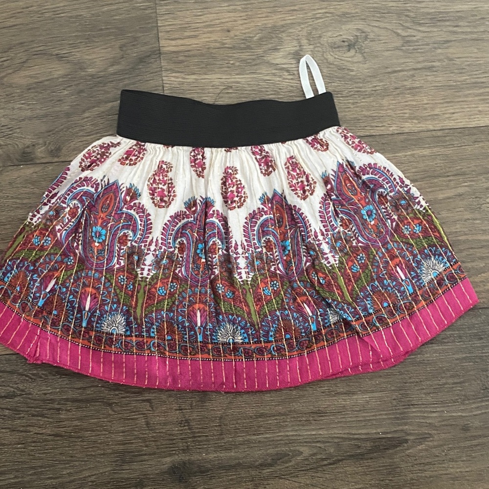 Angel Colorful Paisley Skirt with Black Waistband